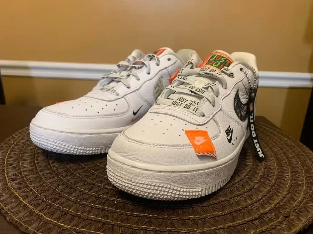 Nike Air Force 1 '07 PRM JDI 'Just Do It' White/Black-Total Orange 6.5Y